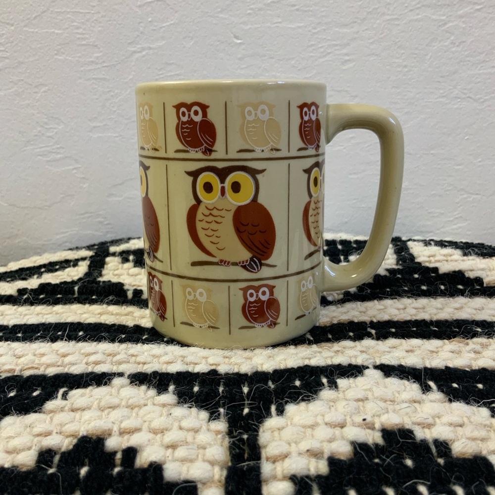 Vintage Otagiri Owl Mug Earth Tone 70's Japan